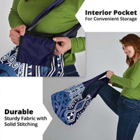 New Zealand Grocery Bag Aotearoa Kowhaiwhai Mix Taniko Art - Blue