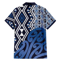 New Zealand Hawaiian Shirt Aotearoa Kowhaiwhai Mix Taniko Art - Blue LT14 - Polynesian Pride