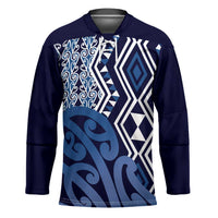 New Zealand Hockey Jersey Aotearoa Kowhaiwhai Mix Taniko Art - Blue - Polynesian Pride