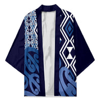 New Zealand Kimono Aotearoa Kowhaiwhai Mix Taniko Art - Blue - Polynesian Pride