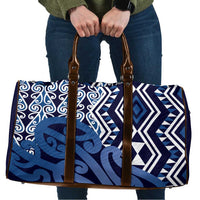 New Zealand Travel Bag Aotearoa Kowhaiwhai Mix Taniko Art - Blue - Polynesian Pride