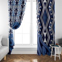 New Zealand Window Curtain Aotearoa Kowhaiwhai Mix Taniko Art - Blue LT14 - Polynesian Pride