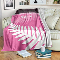 Custom New Zealand Aotearoa Cricket Blanket Go White Silver Fern LT14 Pink - Polynesian Pride