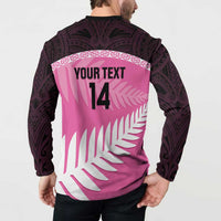 Custom New Zealand Aotearoa Cricket Button Sweatshirt Go White Silver Fern LT14 - Polynesian Pride