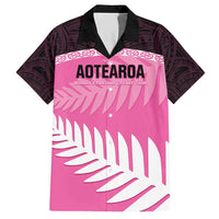 Custom New Zealand Aotearoa Cricket Hawaiian Shirt Go White Silver Fern LT14 Pink - Polynesian Pride