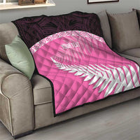 Custom New Zealand Aotearoa Cricket Quilt Go White Silver Fern
