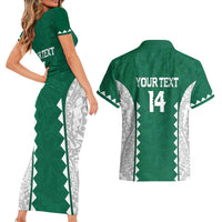 Custom Hawaii Volleyball Couples Matching Short Sleeve Bodycon Dress and Hawaiian Shirt Hawaiian Kakau Pattern