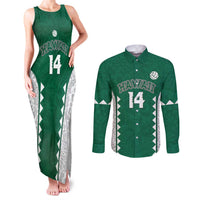 Custom Hawaii Volleyball Couples Matching Tank Maxi Dress and Long Sleeve Button Shirt Hawaiian Kakau Pattern