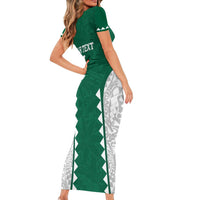 Custom Hawaii Volleyball Family Matching Short Sleeve Bodycon Dress and Hawaiian Shirt Hawaiian Kakau Pattern