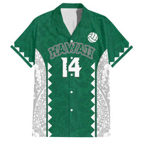Custom Hawaii Volleyball Family Matching Summer Maxi Dress and Hawaiian Shirt Hawaiian Kakau Pattern LT14 Dad's Shirt - Short Sleeve Green - Polynesian Pride