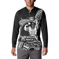 Black Hawaii Ikaika Warrior Button Sweatshirt Hawaiian Power