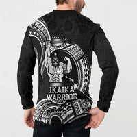 Black Hawaii Ikaika Warrior Button Sweatshirt Hawaiian Power