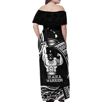 Black Hawaii Ikaika Warrior Family Matching Off Shoulder Maxi Dress and Hawaiian Shirt Hawaiian Power