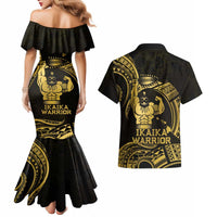Gold Hawaii Ikaika Warrior Couples Matching Mermaid Dress and Hawaiian Shirt Hawaiian Power