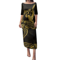 Gold Hawaii Ikaika Warrior Family Matching Puletasi and Hawaiian Shirt Hawaiian Power