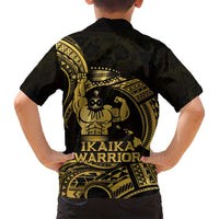 Gold Hawaii Ikaika Warrior Family Matching Summer Maxi Dress and Hawaiian Shirt Hawaiian Power LT14 - Polynesian Pride