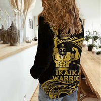 Gold Hawaii Ikaika Warrior Women Casual Shirt Hawaiian Power
