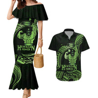 Green Hawaii Ikaika Warrior Couples Matching Mermaid Dress and Hawaiian Shirt Hawaiian Power