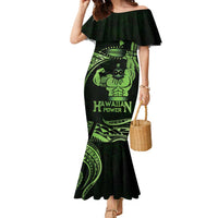 Green Hawaii Ikaika Warrior Family Matching Mermaid Dress and Hawaiian Shirt Hawaiian Power