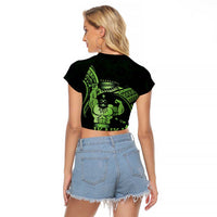 Green Hawaii Ikaika Warrior Raglan Cropped T Shirt Hawaiian Power LT14 - Polynesian Pride