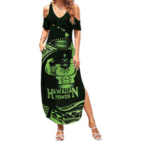 Green Hawaii Ikaika Warrior Summer Maxi Dress Hawaiian Power LT14 Women Green - Polynesian Pride