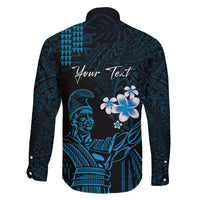 Personalised Hawaii King Kamehameha Day Family Matching Puletasi and Hawaiian Shirt Plumeria With Kakau Pattern - Blue