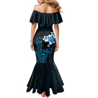 Personalised Hawaii King Kamehameha Day Mermaid Dress Plumeria With Kakau Pattern - Blue LT14 - Polynesian Pride