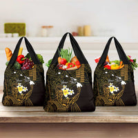 Personalised Hawaii King Kamehameha Day Grocery Bag Plumeria With Kakau Pattern - Gold