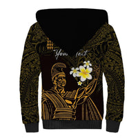 Personalised Hawaii King Kamehameha Day Sherpa Hoodie Plumeria With Kakau Pattern - Gold LT14 - Polynesian Pride
