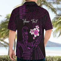 Personalised Hawaii King Kamehameha Day Hawaiian Shirt Plumeria With Kakau Pattern - Purple