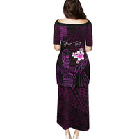 Personalised Hawaii King Kamehameha Day Puletasi Plumeria With Kakau Pattern - Purple LT14 - Polynesian Pride