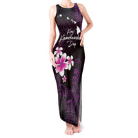 Personalised Hawaii King Kamehameha Day Tank Maxi Dress Plumeria With Kakau Pattern - Purple LT14 Women Purple - Polynesian Pride