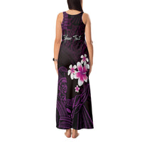 Personalised Hawaii King Kamehameha Day Tank Maxi Dress Plumeria With Kakau Pattern - Purple LT14 - Polynesian Pride