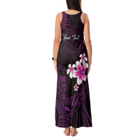 Personalised Hawaii King Kamehameha Day Tank Maxi Dress Plumeria With Kakau Pattern - Purple LT14 - Polynesian Pride