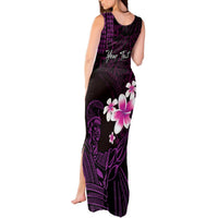 Personalised Hawaii King Kamehameha Day Tank Maxi Dress Plumeria With Kakau Pattern - Purple LT14 - Polynesian Pride