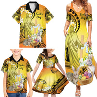 Polynesia Easter Day Family Matching Summer Maxi Dress and Hawaiian Shirt He Is Risen Lilium Longiflorum Polynesian Pattern LT14 - Polynesian Pride