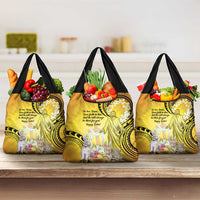 Polynesia Easter Day Grocery Bag He Is Risen Lilium Longiflorum Polynesian Pattern LT14 3-pack One Size Gold - Polynesian Pride