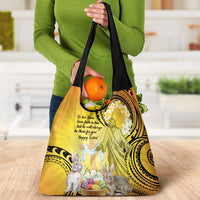 Polynesia Easter Day Grocery Bag He Is Risen Lilium Longiflorum Polynesian Pattern LT14 - Polynesian Pride