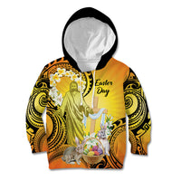 Polynesia Easter Day Kid Hoodie He Is Risen Lilium Longiflorum Polynesian Pattern