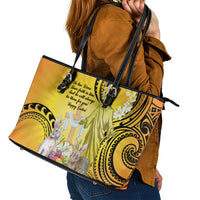 Polynesia Easter Day Leather Tote Bag He Is Risen Lilium Longiflorum Polynesian Pattern LT14 - Polynesian Pride