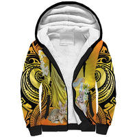 Polynesia Easter Day Sherpa Hoodie He Is Risen Lilium Longiflorum Polynesian Pattern LT14 Unisex Gold - Polynesian Pride