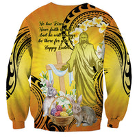 Polynesia Easter Day Sweatshirt He Is Risen Lilium Longiflorum Polynesian Pattern LT14 - Polynesian Pride