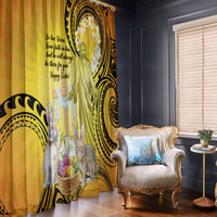 Polynesia Easter Day Window Curtain He Is Risen Lilium Longiflorum Polynesian Pattern LT14 - Polynesian Pride