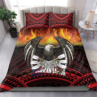 Fautasi Race Day American Samoa Bedding Set Bald Eagle Polynesian Tattoo