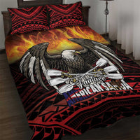Fautasi Race Day American Samoa Quilt Bed Set Bald Eagle Polynesian Tattoo