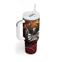 Fautasi Race Day American Samoa Tumbler With Handle Bald Eagle Polynesian Tattoo LT14 - Polynesian Pride