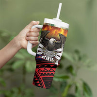 Fautasi Race Day American Samoa Tumbler With Handle Bald Eagle Polynesian Tattoo LT14 - Polynesian Pride