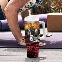 Fautasi Race Day American Samoa Tumbler With Handle Bald Eagle Polynesian Tattoo LT14 - Polynesian Pride