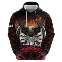 Fautasi Race Day American Samoa Zip Hoodie Bald Eagle Polynesian Tattoo