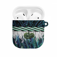 Turquoise Traditional Cloak Aotearoa AirPods Case Maori Paua Shell Korowai Pattern LT14 Turquoise - Polynesian Pride
